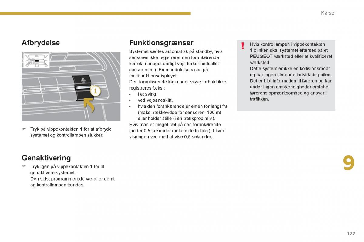 manual  Peugeot 5008 Bilens instruktionsbog / page 179