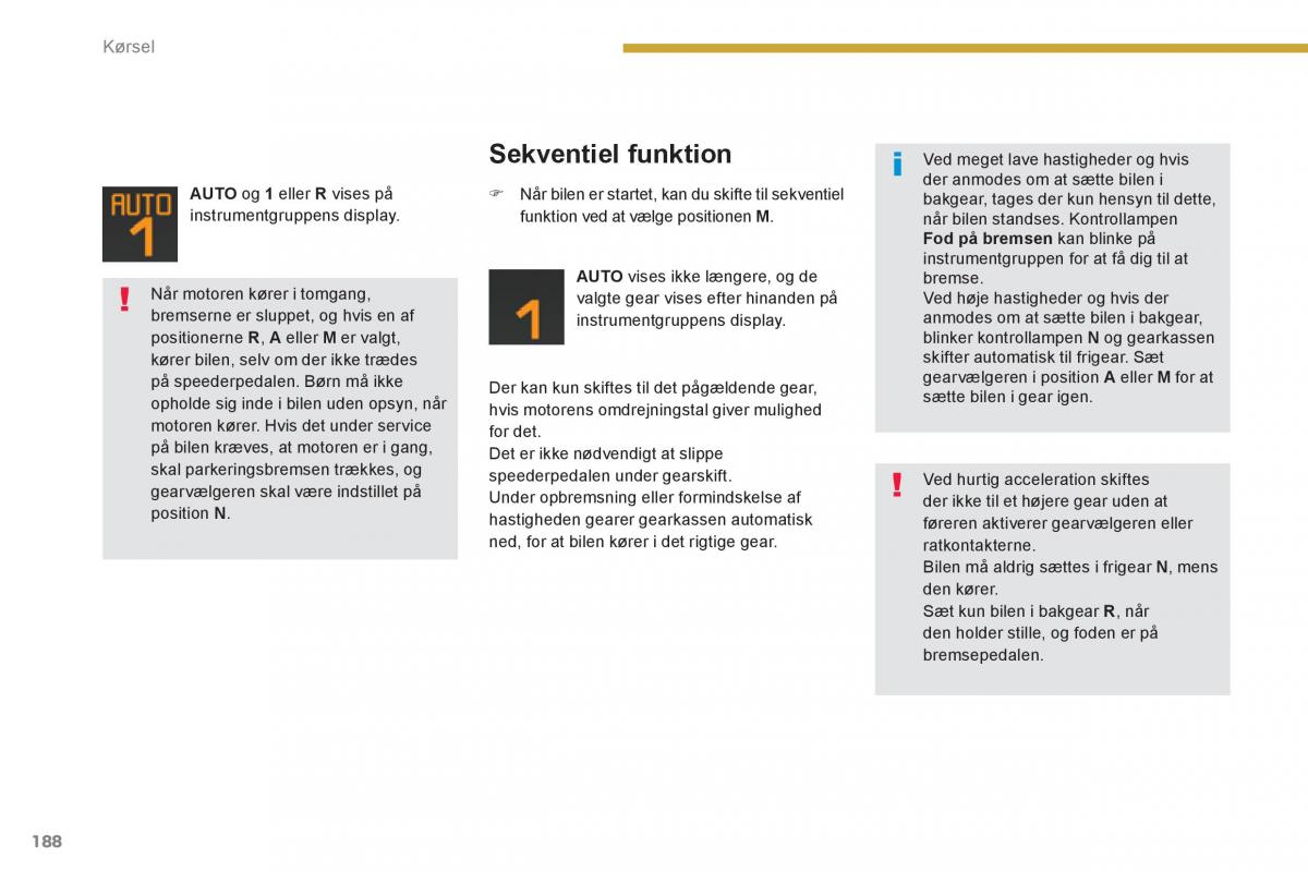 manual  Peugeot 5008 Bilens instruktionsbog / page 190