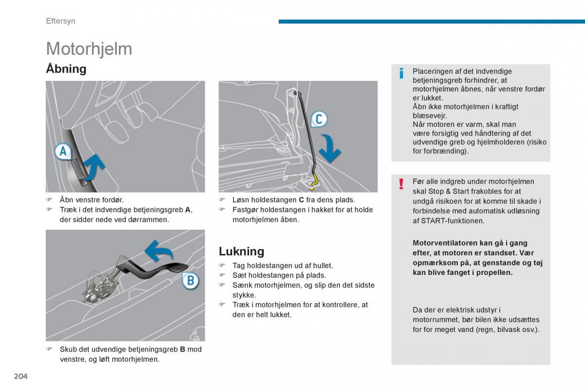 manual  Peugeot 5008 Bilens instruktionsbog / page 206