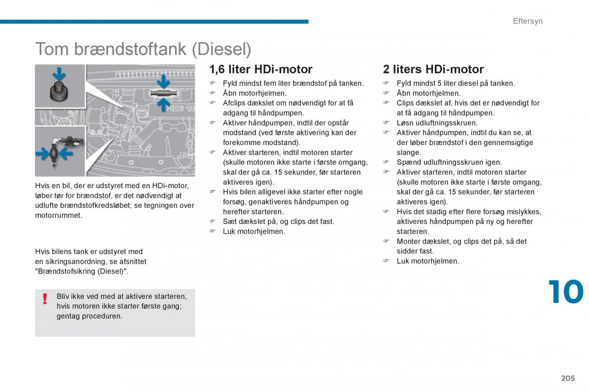 manual  Peugeot 5008 Bilens instruktionsbog / page 207