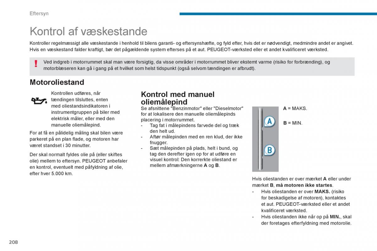 manual  Peugeot 5008 Bilens instruktionsbog / page 210