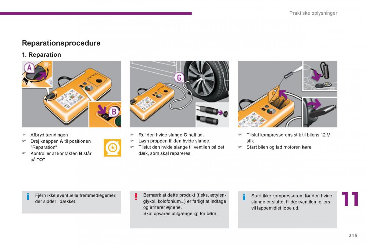 manual  Peugeot 5008 Bilens instruktionsbog / page 217