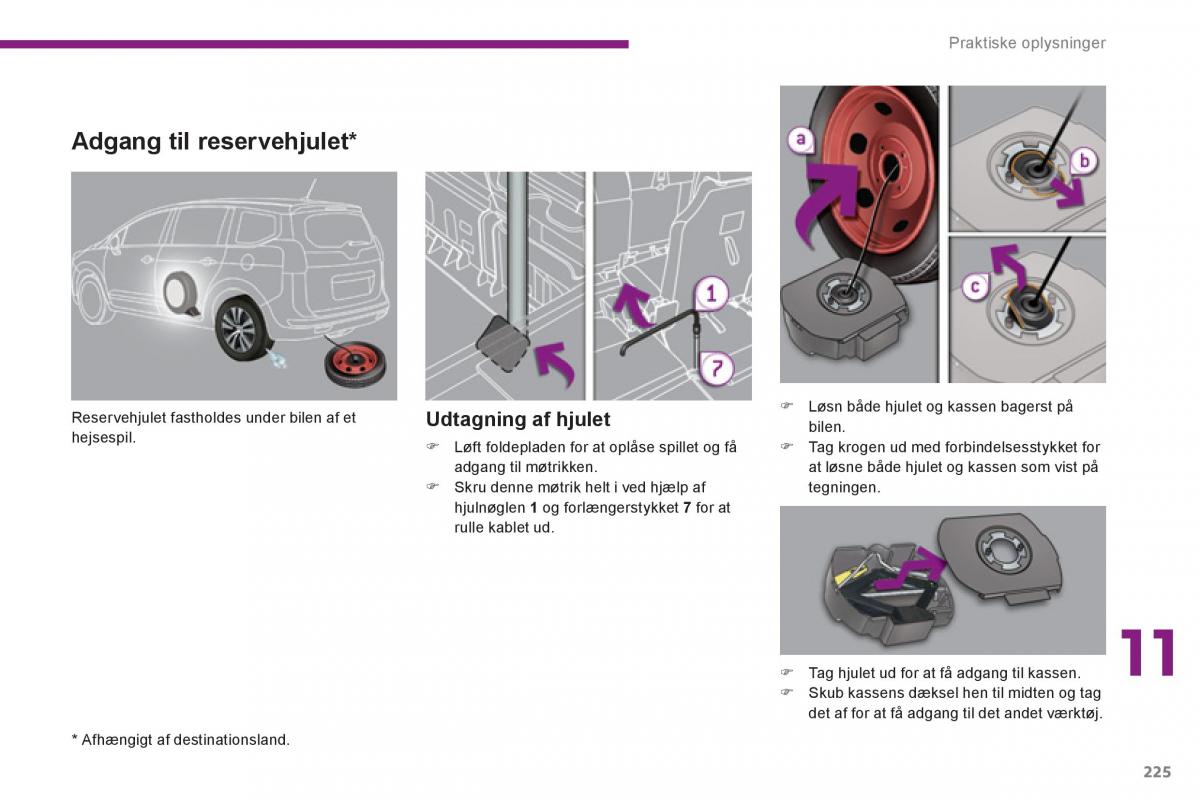 manual  Peugeot 5008 Bilens instruktionsbog / page 227