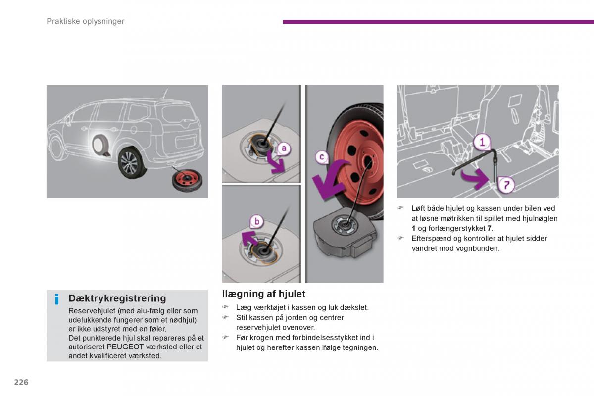 manual  Peugeot 5008 Bilens instruktionsbog / page 228