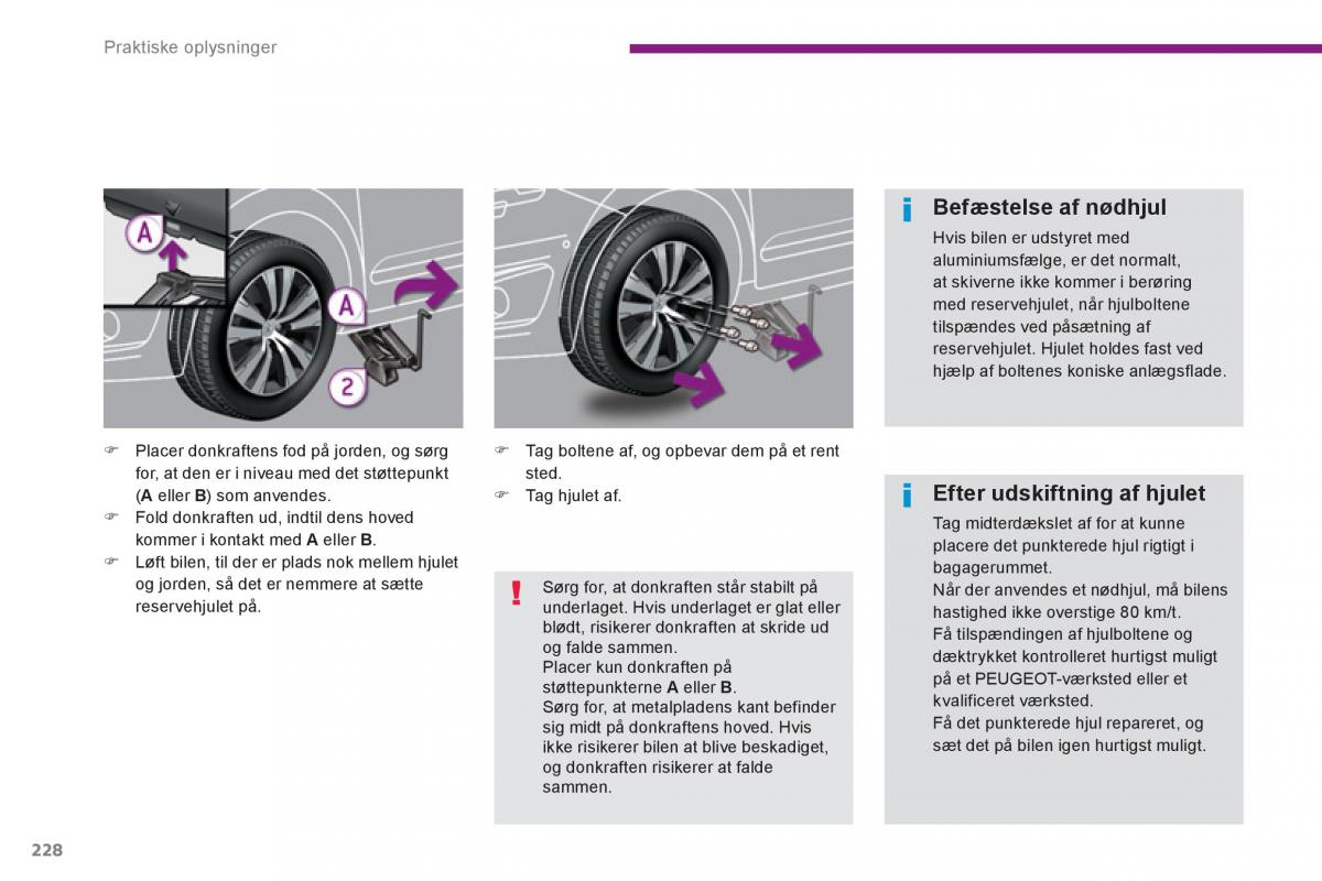 manual  Peugeot 5008 Bilens instruktionsbog / page 230