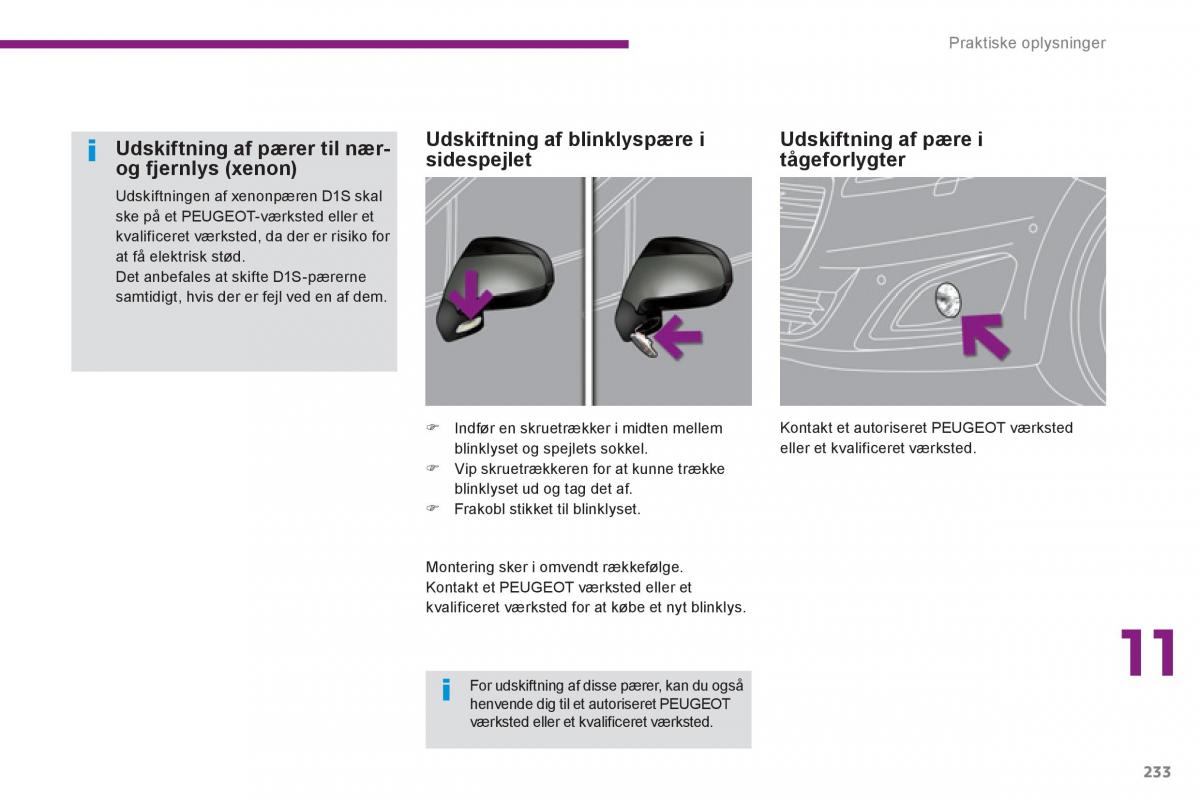 manual  Peugeot 5008 Bilens instruktionsbog / page 235