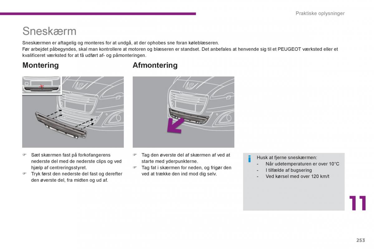 manual  Peugeot 5008 Bilens instruktionsbog / page 255