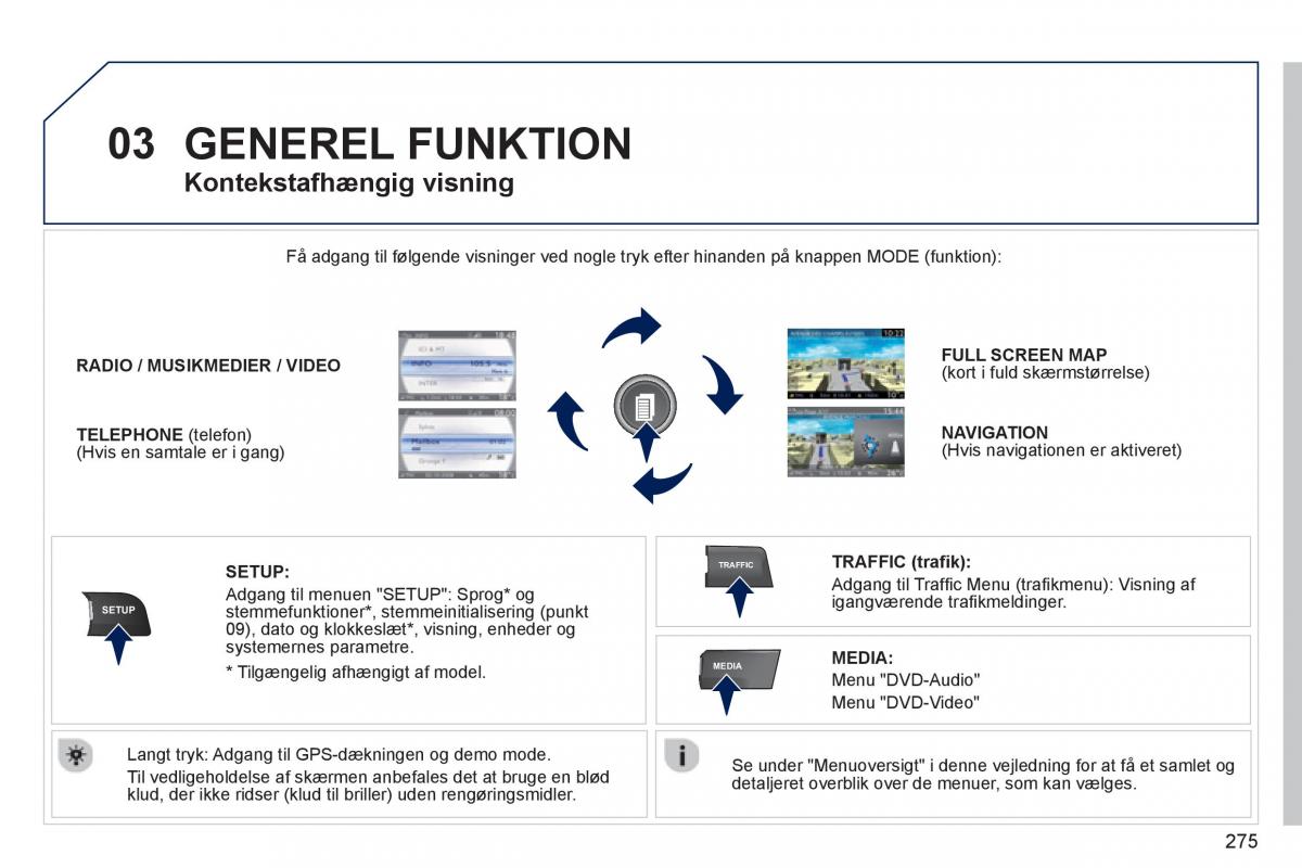 manual  Peugeot 5008 Bilens instruktionsbog / page 277