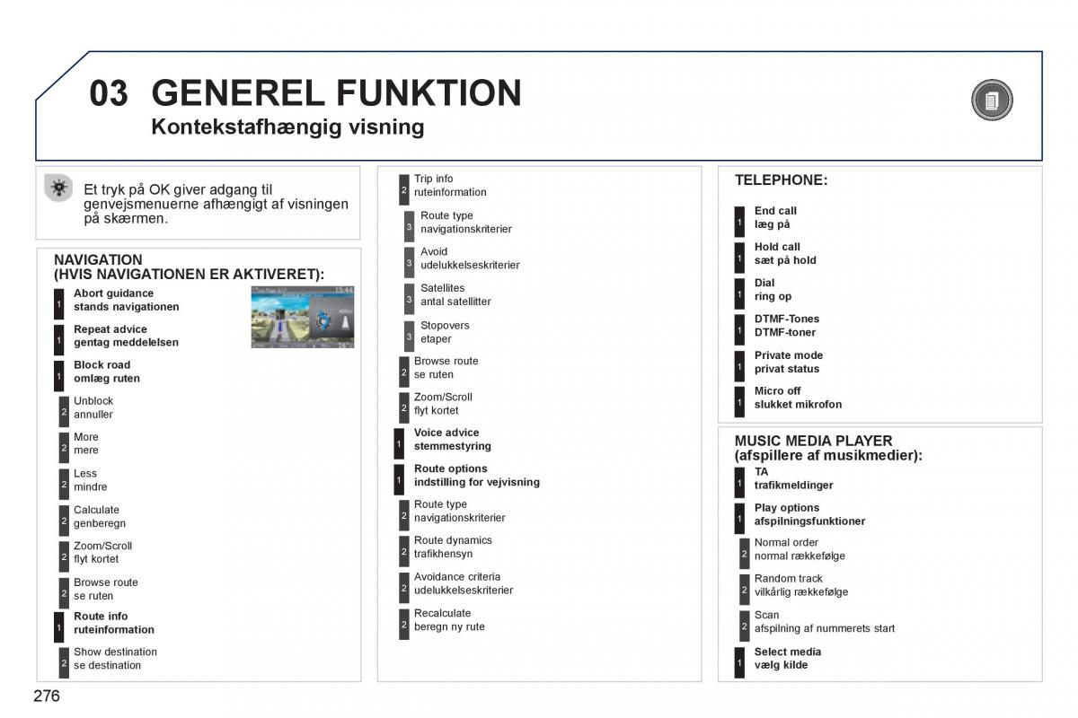 manual  Peugeot 5008 Bilens instruktionsbog / page 278