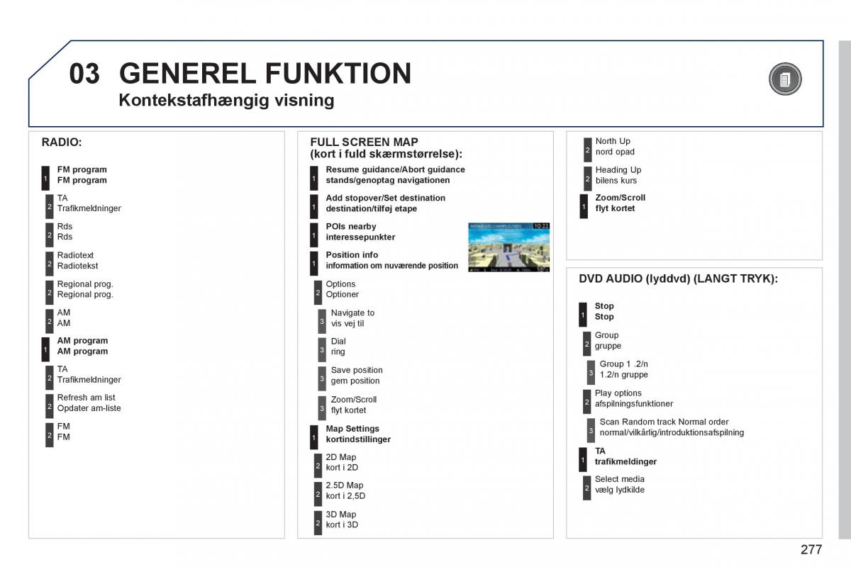 manual  Peugeot 5008 Bilens instruktionsbog / page 279