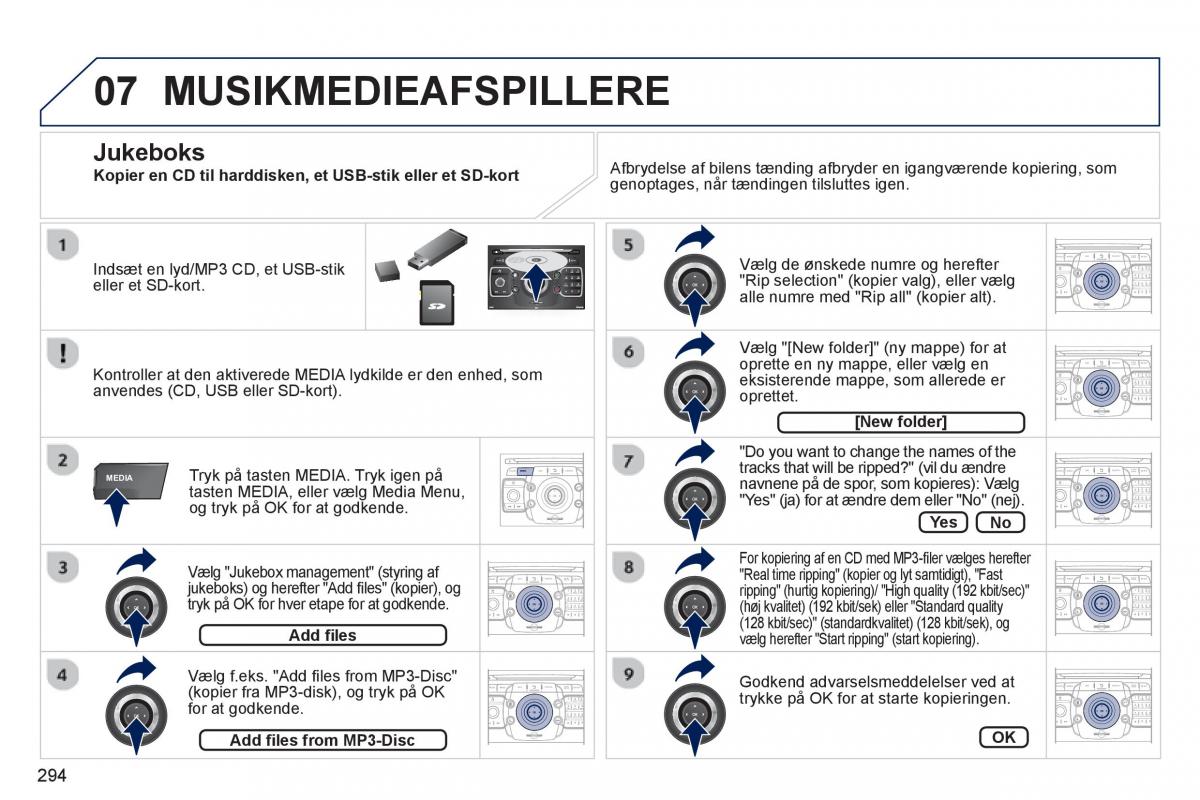 manual  Peugeot 5008 Bilens instruktionsbog / page 296