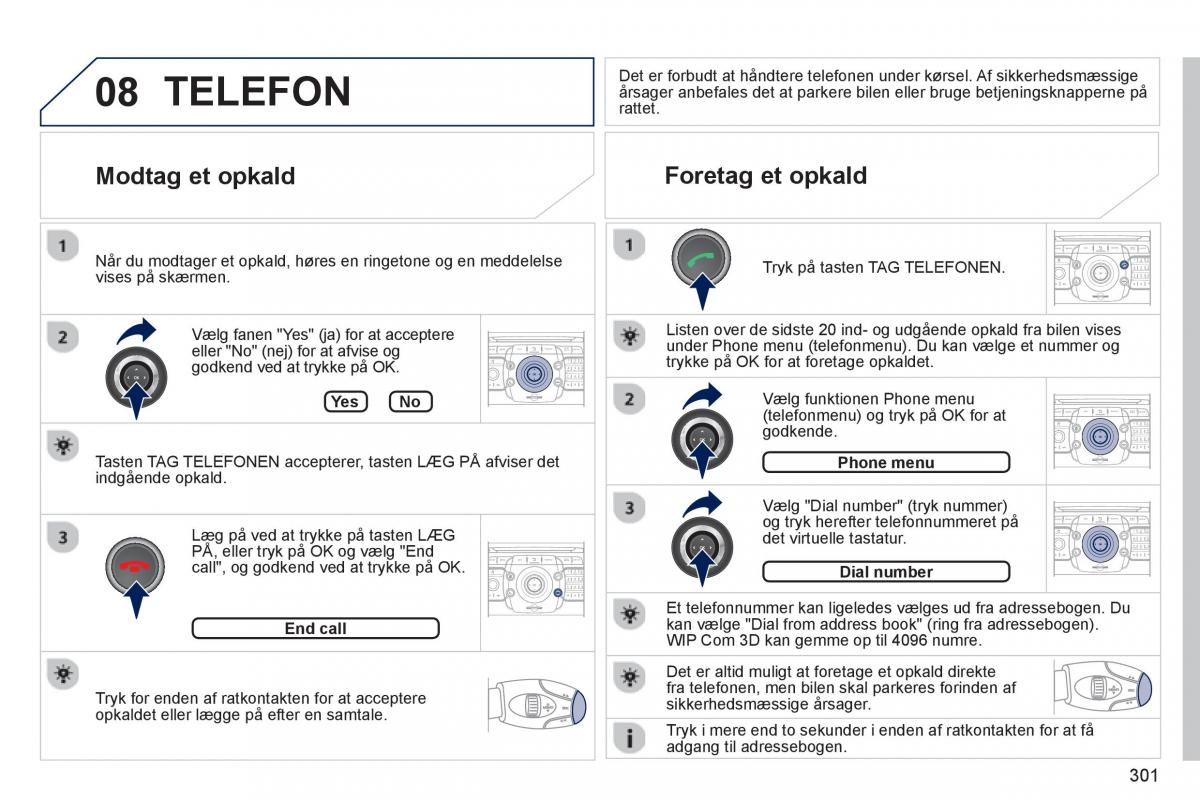 manual  Peugeot 5008 Bilens instruktionsbog / page 303