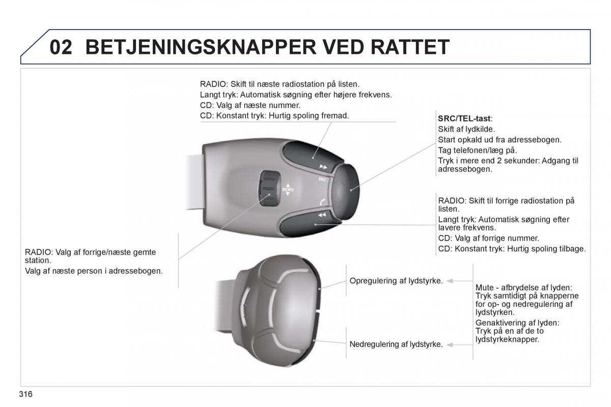 manual  Peugeot 5008 Bilens instruktionsbog / page 318