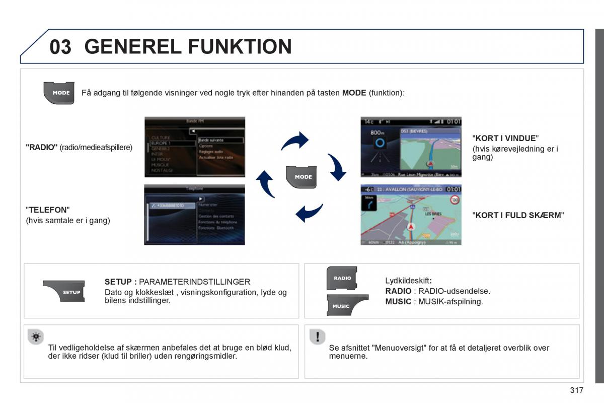 manual  Peugeot 5008 Bilens instruktionsbog / page 319