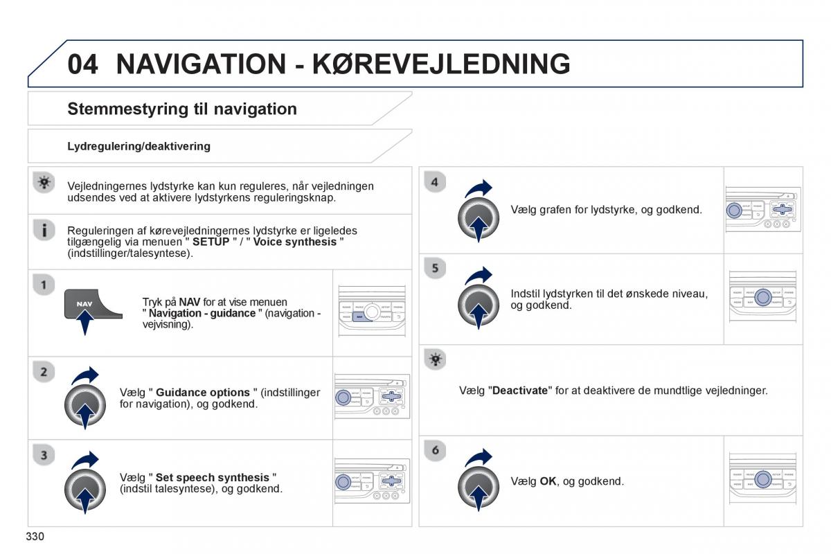 manual  Peugeot 5008 Bilens instruktionsbog / page 332