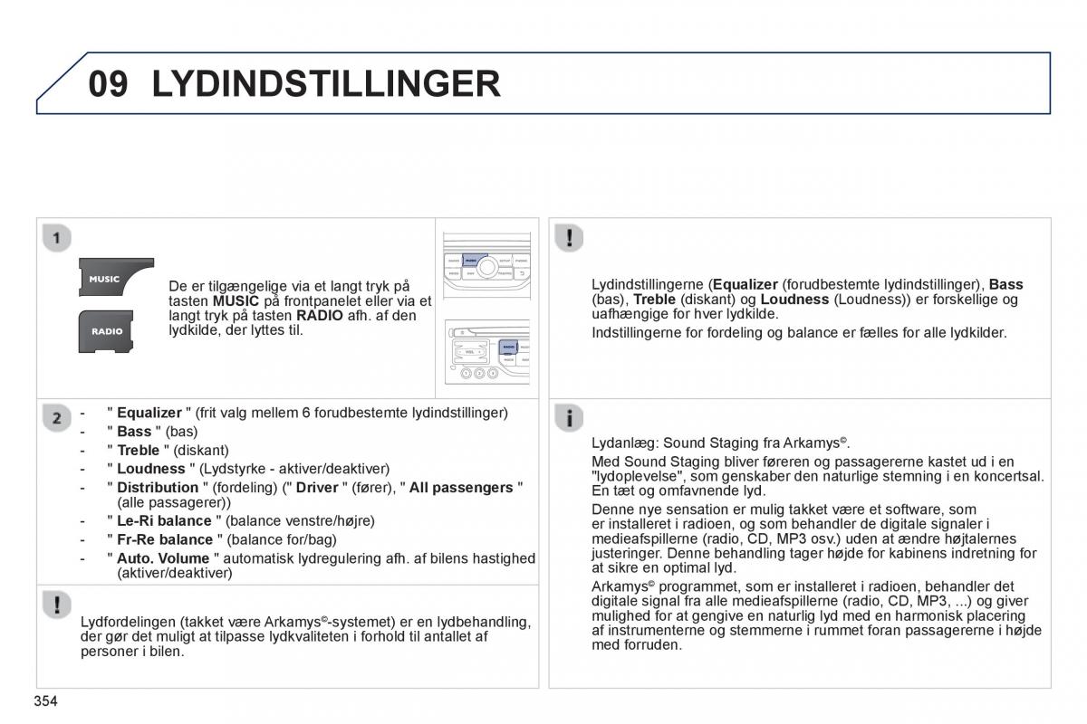 manual  Peugeot 5008 Bilens instruktionsbog / page 356