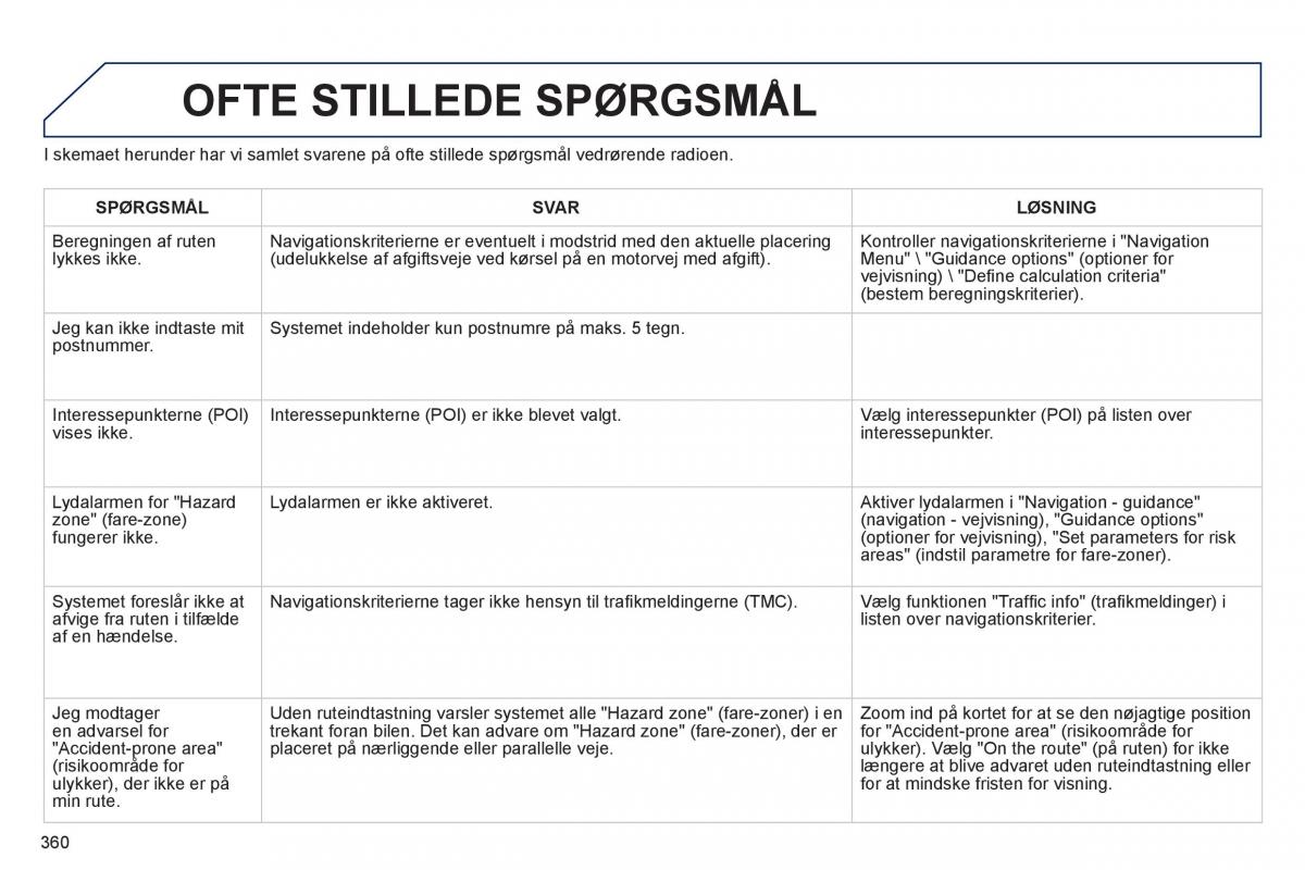 manual  Peugeot 5008 Bilens instruktionsbog / page 362