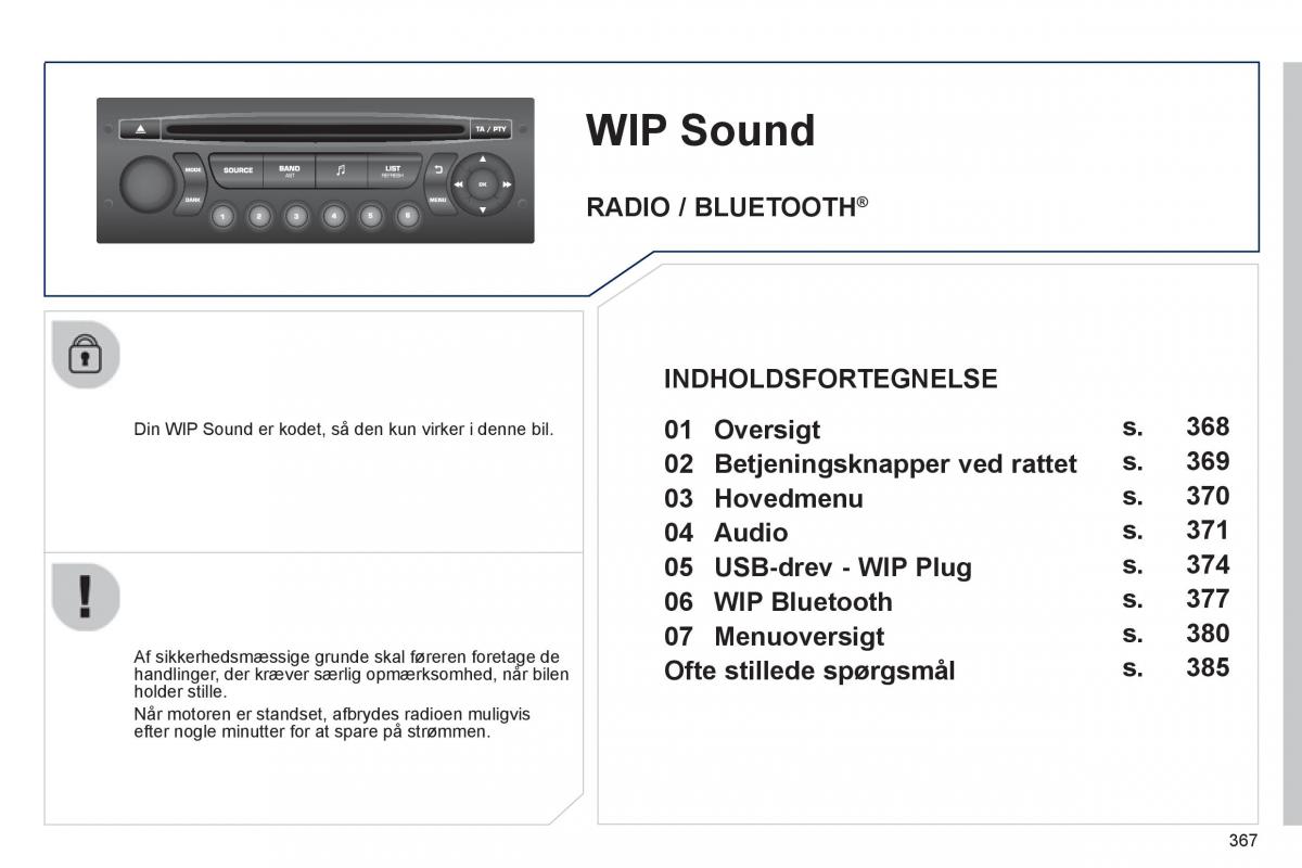 manual  Peugeot 5008 Bilens instruktionsbog / page 369