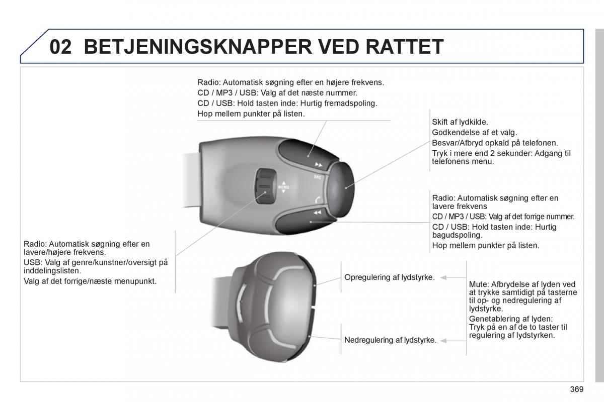 manual  Peugeot 5008 Bilens instruktionsbog / page 371