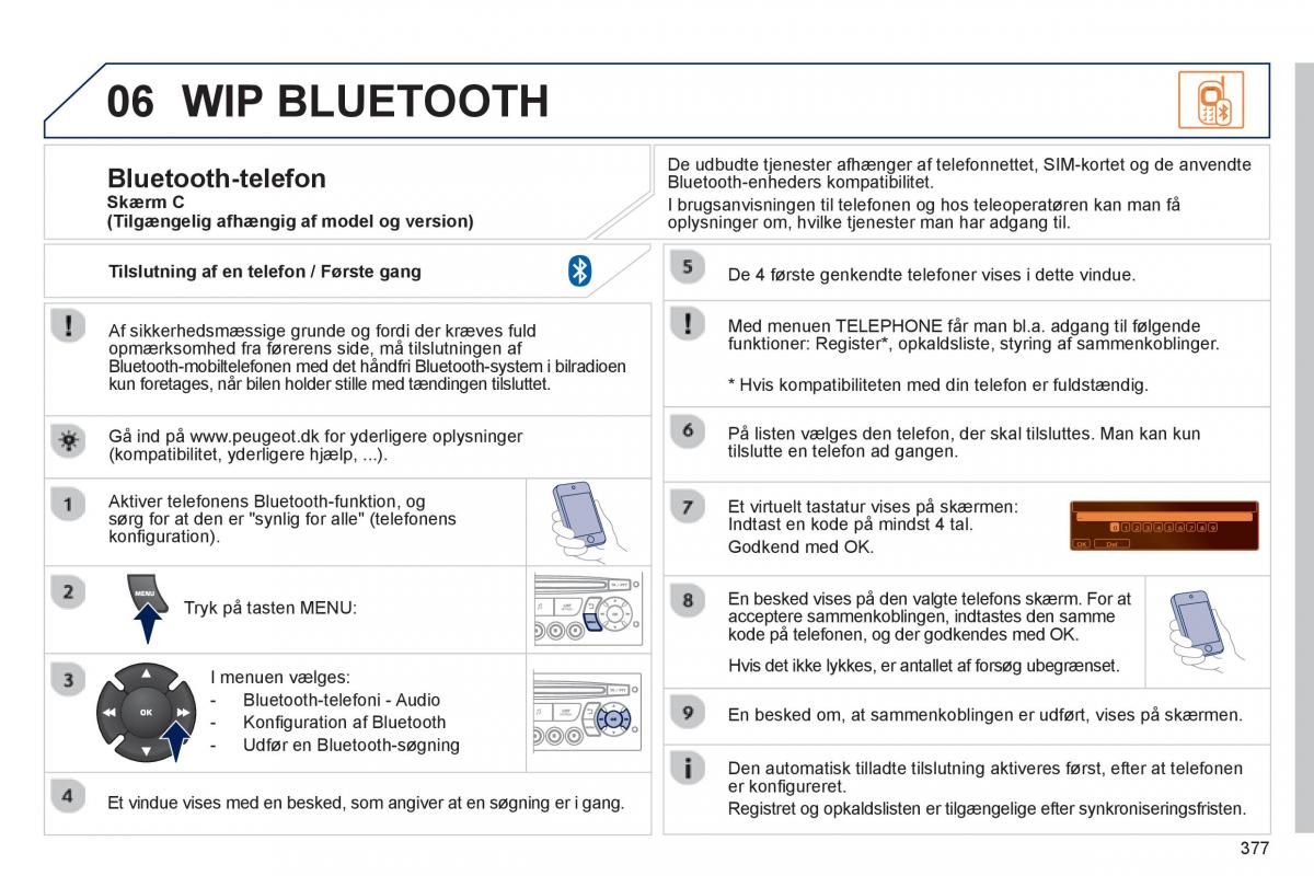 manual  Peugeot 5008 Bilens instruktionsbog / page 379