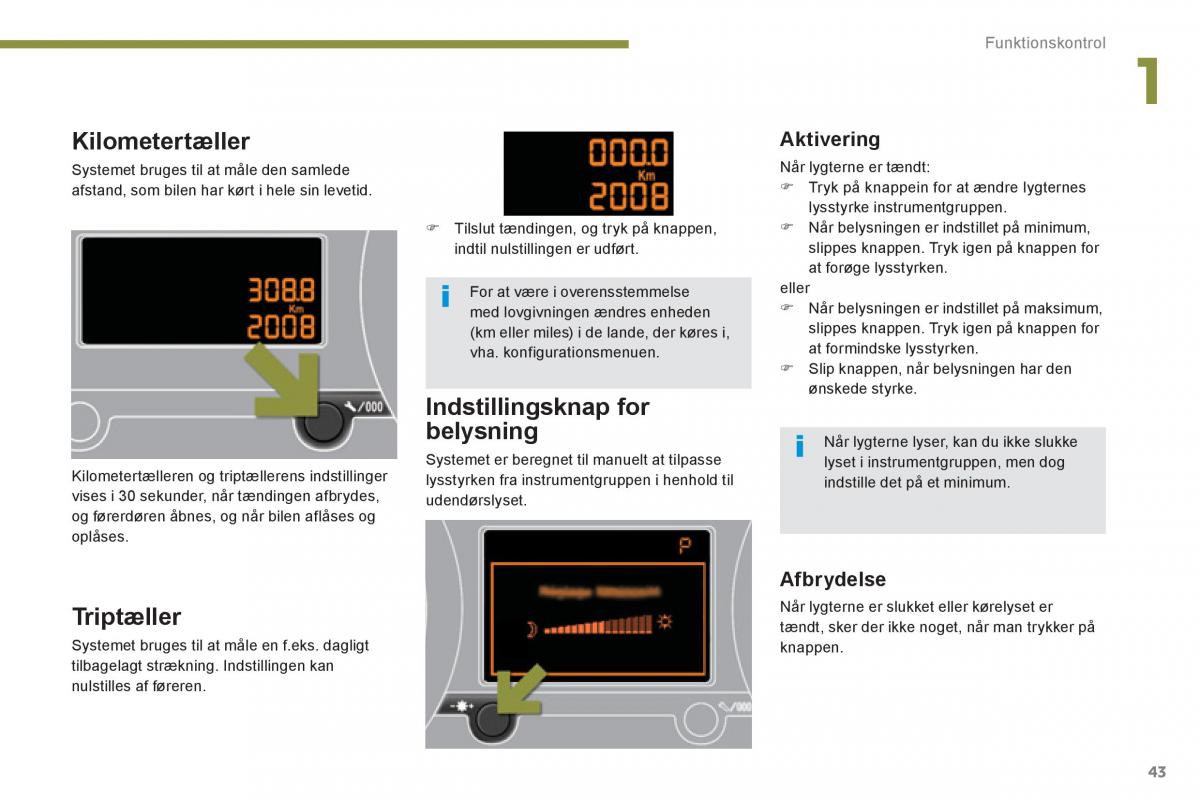 manual  Peugeot 5008 Bilens instruktionsbog / page 45