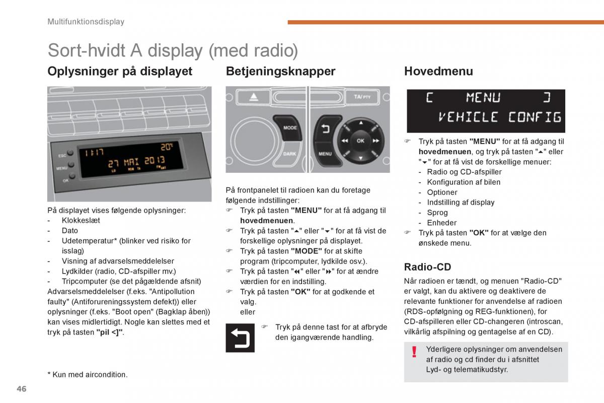 manual  Peugeot 5008 Bilens instruktionsbog / page 48