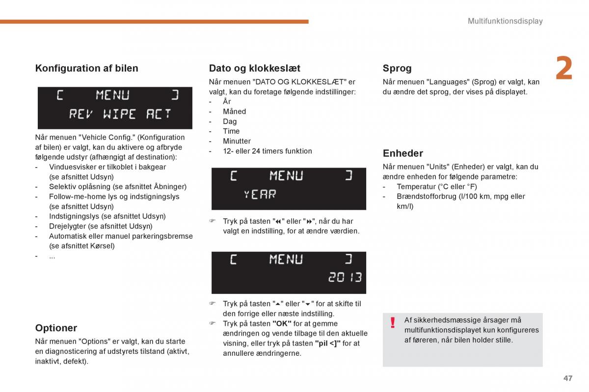 manual  Peugeot 5008 Bilens instruktionsbog / page 49