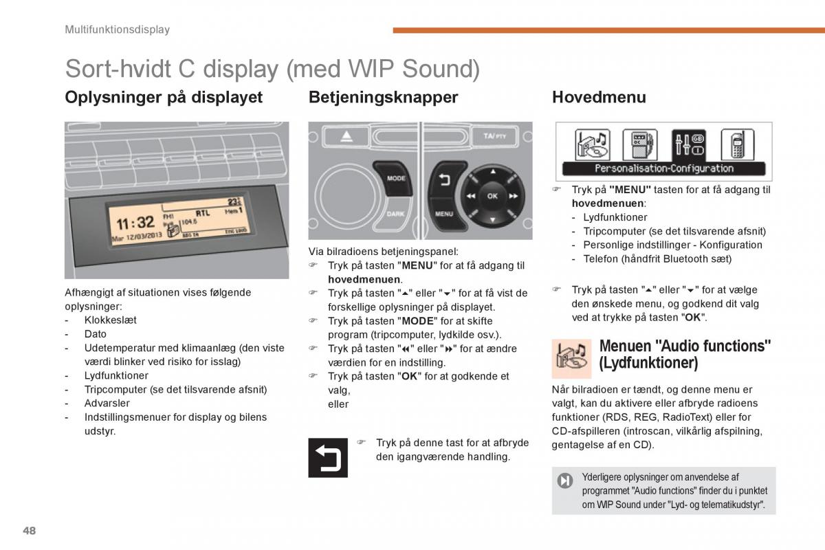 manual  Peugeot 5008 Bilens instruktionsbog / page 50