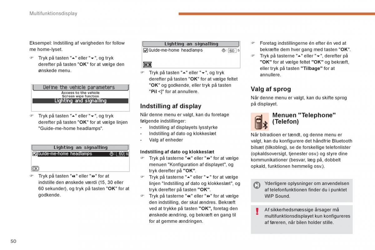 manual  Peugeot 5008 Bilens instruktionsbog / page 52