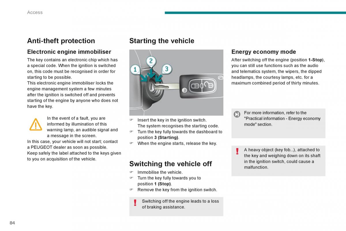 Peugeot 5008 owners manual / page 86