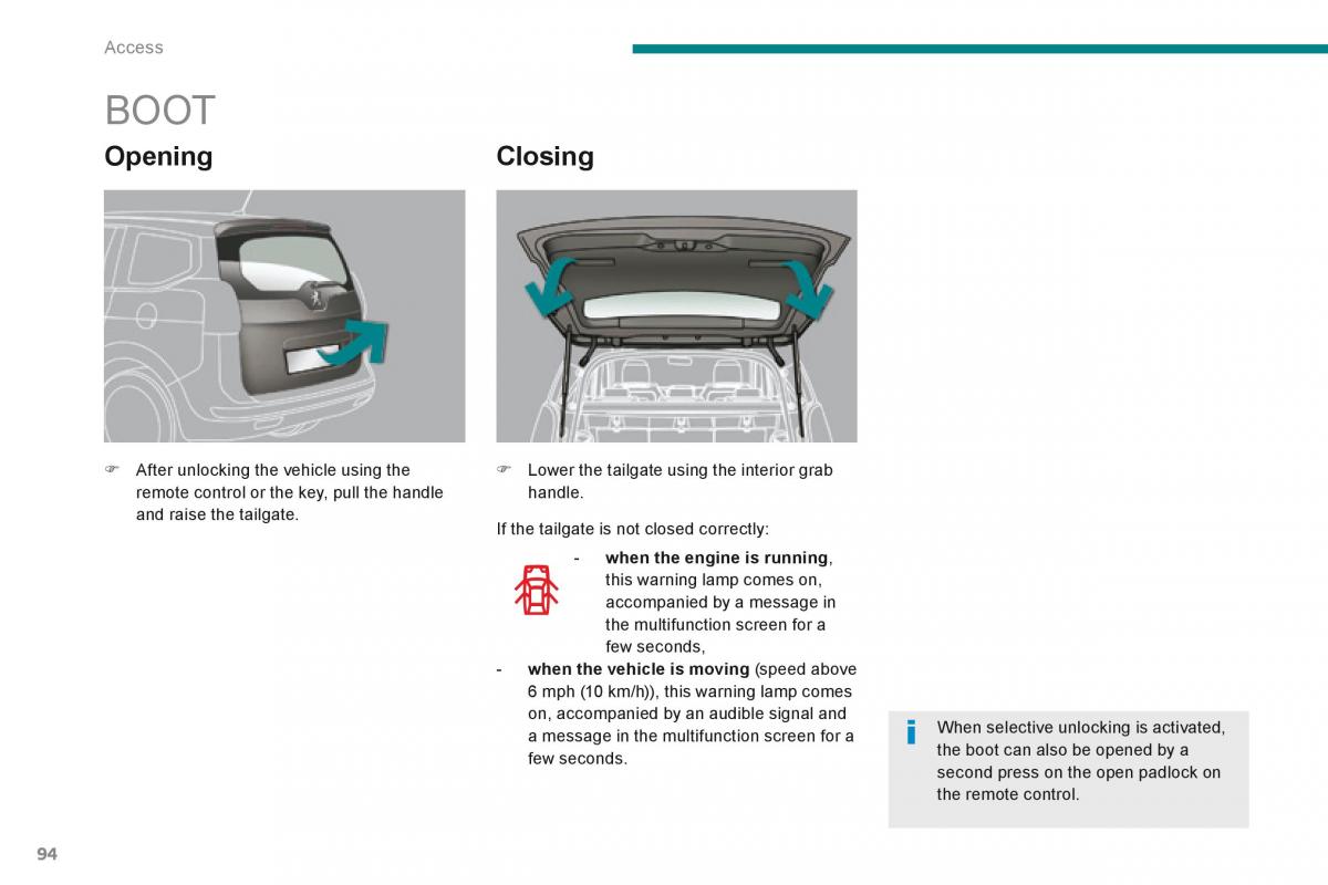 Peugeot 5008 owners manual / page 96