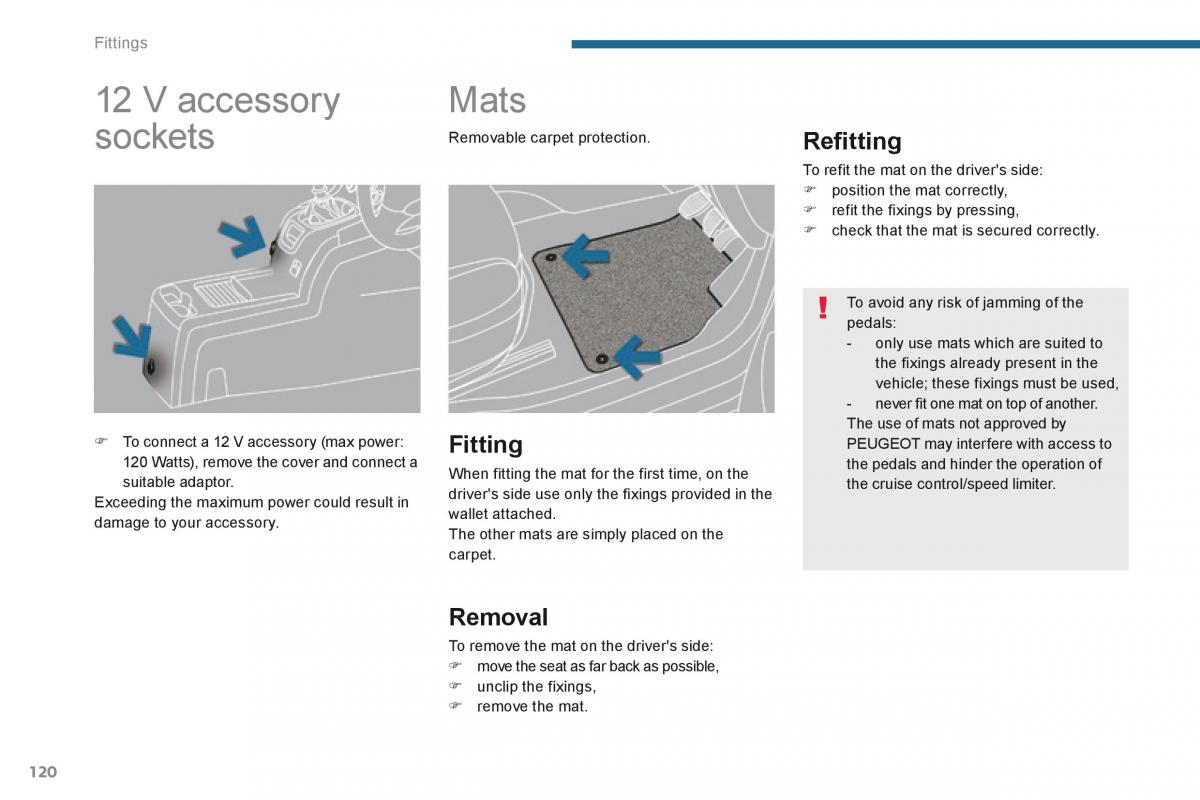 Peugeot 5008 owners manual / page 122