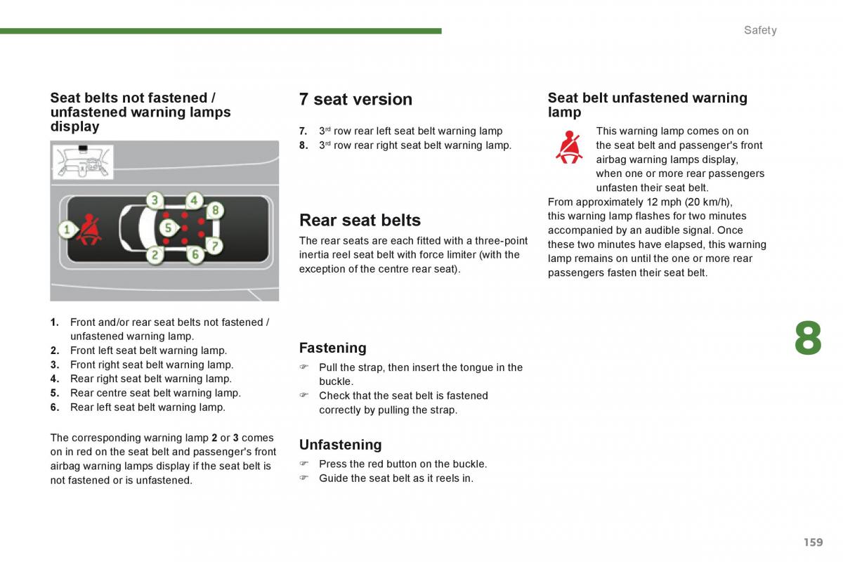 Peugeot 5008 owners manual / page 161