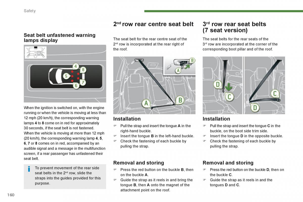 Peugeot 5008 owners manual / page 162