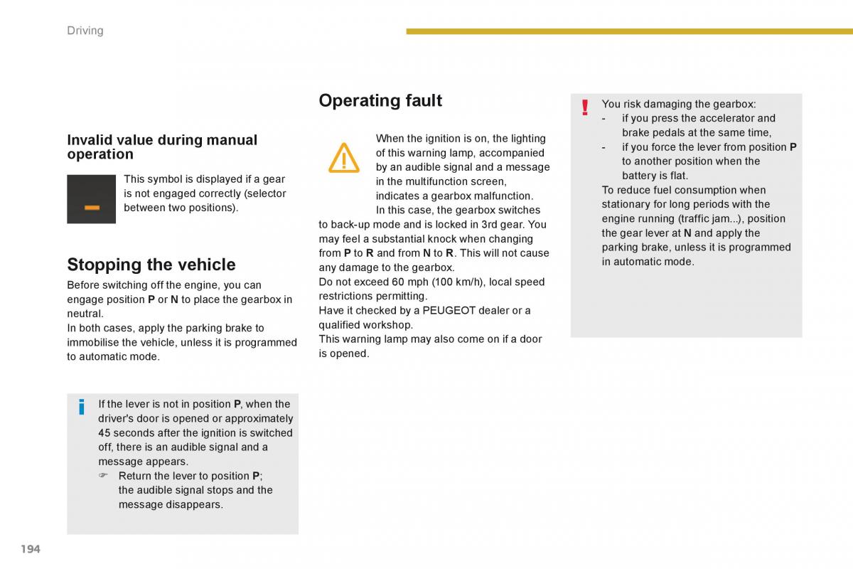 Peugeot 5008 owners manual / page 196