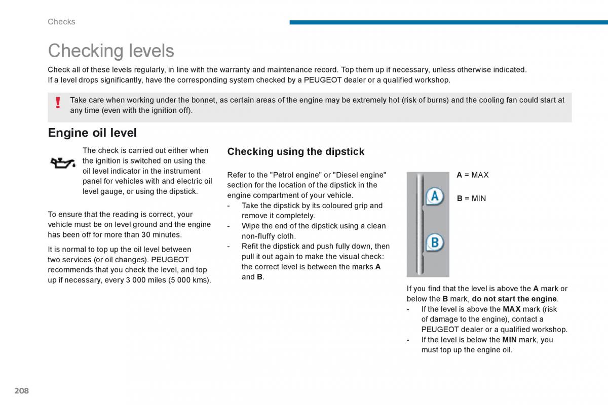 Peugeot 5008 owners manual / page 210