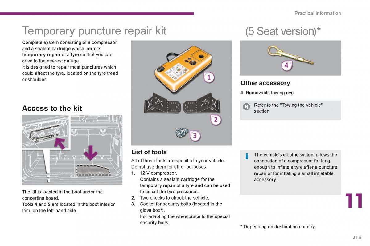 Peugeot 5008 owners manual / page 215