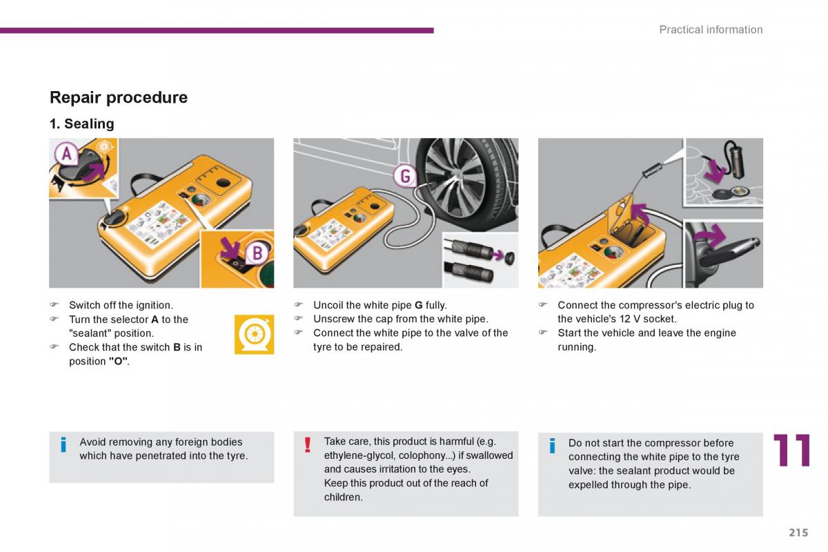 Peugeot 5008 owners manual / page 217