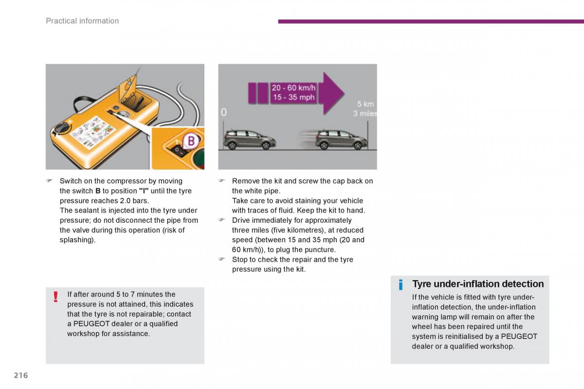 Peugeot 5008 owners manual / page 218