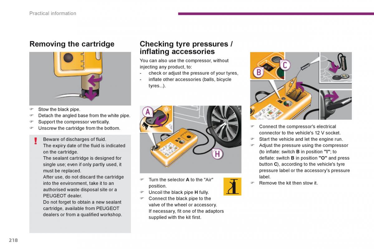 Peugeot 5008 owners manual / page 220