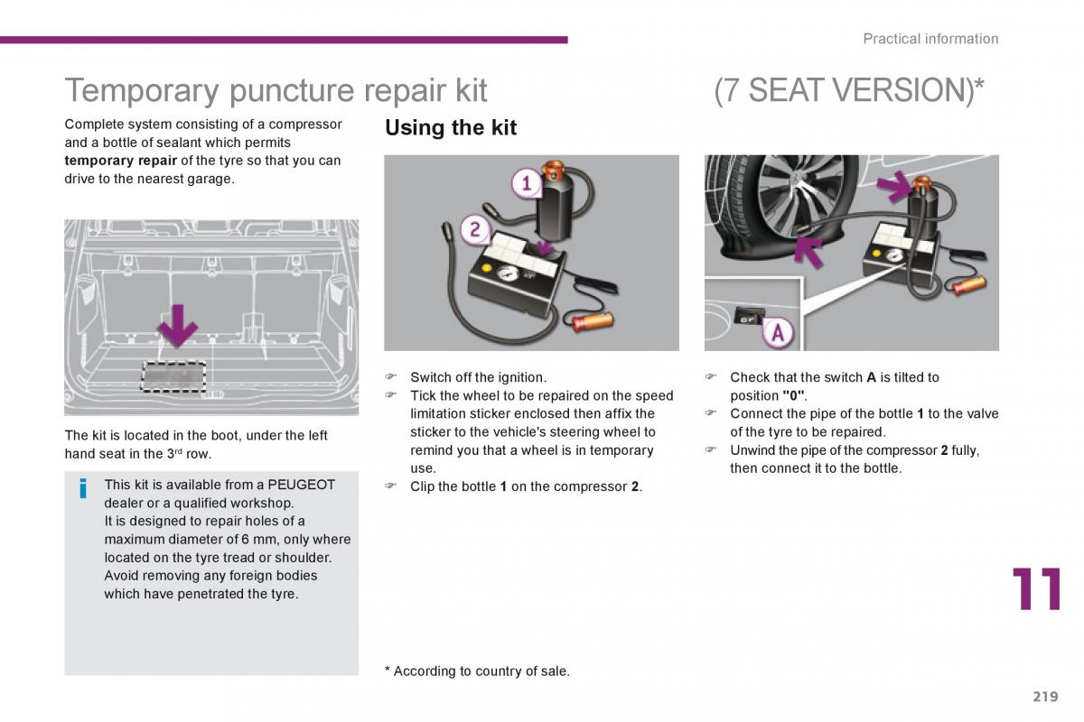 Peugeot 5008 owners manual / page 221