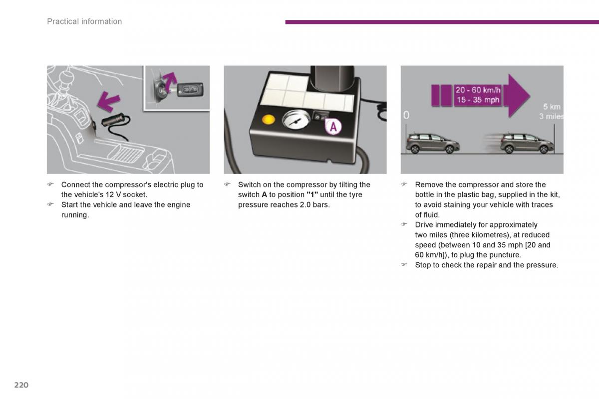 Peugeot 5008 owners manual / page 222