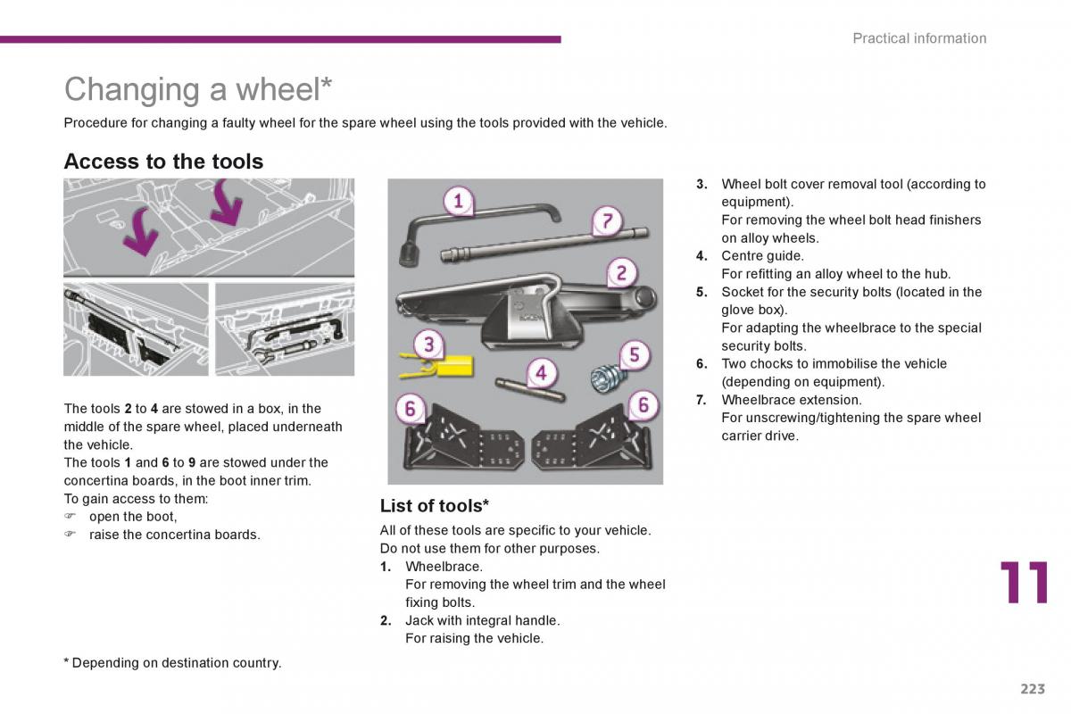 Peugeot 5008 owners manual / page 225