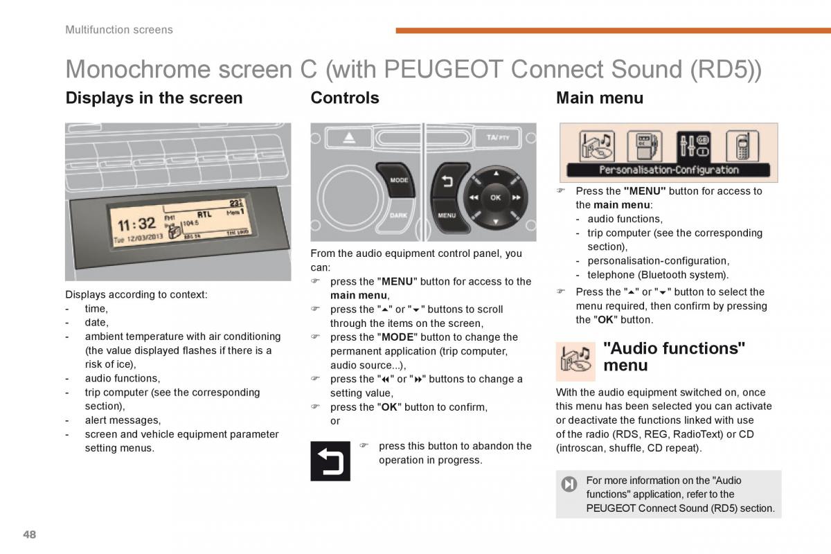 Peugeot 5008 owners manual / page 50