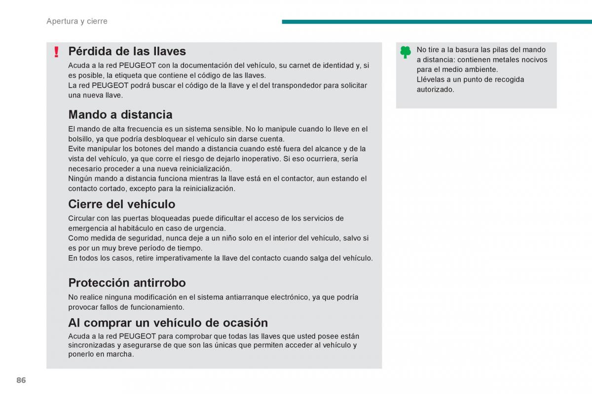 manual  Peugeot 5008 manual del propietario / page 88