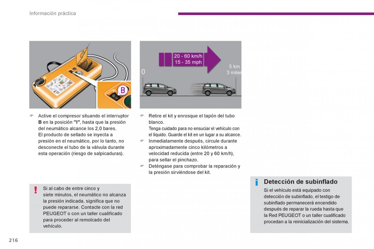 manual  Peugeot 5008 manual del propietario / page 218