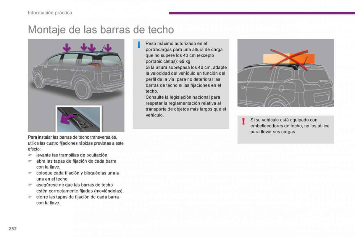 manual  Peugeot 5008 manual del propietario / page 254