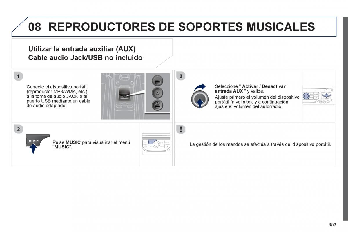 manual  Peugeot 5008 manual del propietario / page 355