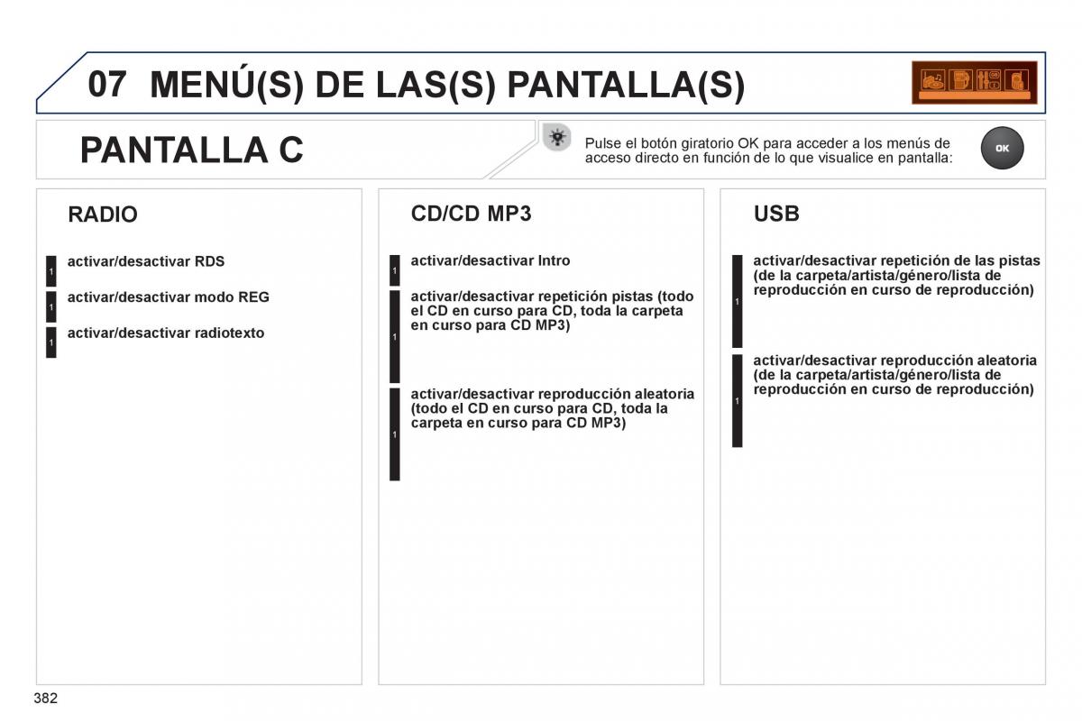 manual  Peugeot 5008 manual del propietario / page 384