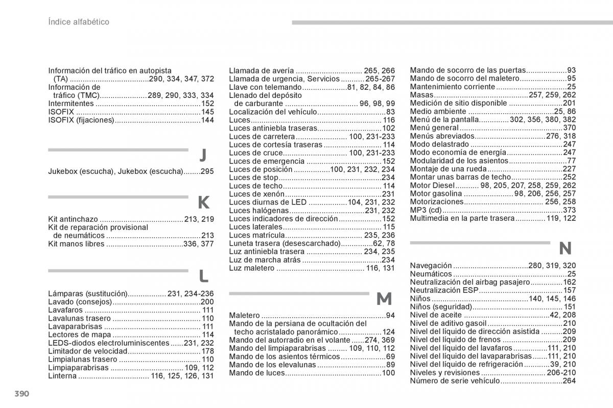 manual  Peugeot 5008 manual del propietario / page 392